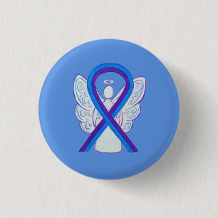 Blue and Purple Ribbon Awareness Angel Pins