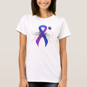 Blue and Purple Ribbon with Butterfly T-Shirt