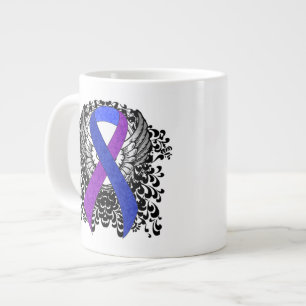 Blue and Purple Ribbon with Wings Large Coffee Mug