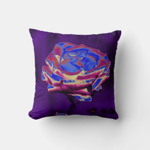Blue and Purple Rose Pop Art Cushion
