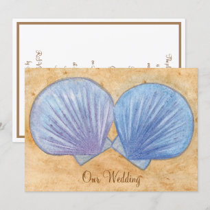 Blue and Purple Seashells Wedding Invitations