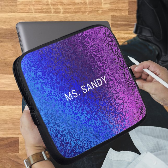 Blue and Purple Shiny Shades Abstract Add Name Laptop Sleeve (Blue and Purple Shiny Shades Abstract Add Name Laptop Sleeve)