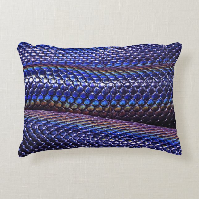 Blue and purple snakeskin decorative cushion (Front)