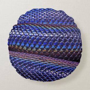 Blue and purple snakeskin round cushion