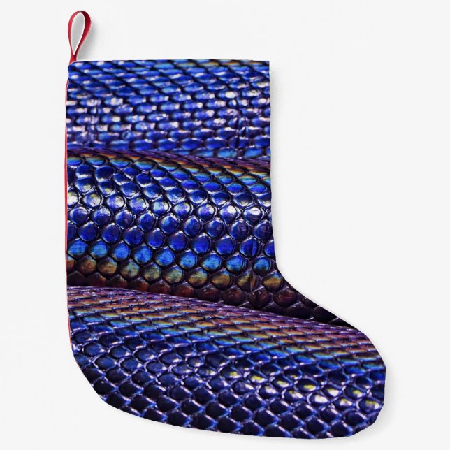 Blue and purple snakeskin small christmas stocking (Front)