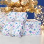 Blue and Purple Snowflakes Modern White Christmas Wrapping Paper<br><div class="desc">Introducing our Frosty Elegance Christmas Wrapping Paper, a delightful vintage design that brings a touch of modern charm to your holiday gifts. The Super cute white Christmas background serves as the perfect backdrop for a contemporary winter wonderland. Adorned with vibrant snowflakes in shades of blue and purple, this wrapping paper...</div>
