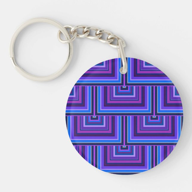 Blue and purple square scales key ring (Front)