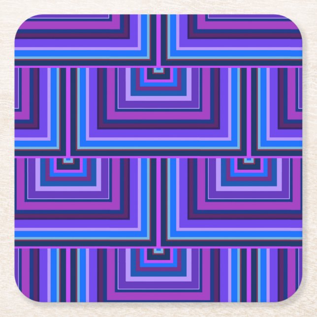 Blue and purple square scales paper coaster (Front)