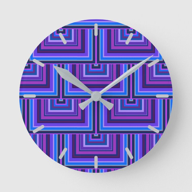 Blue and purple square scales round clock (Front)