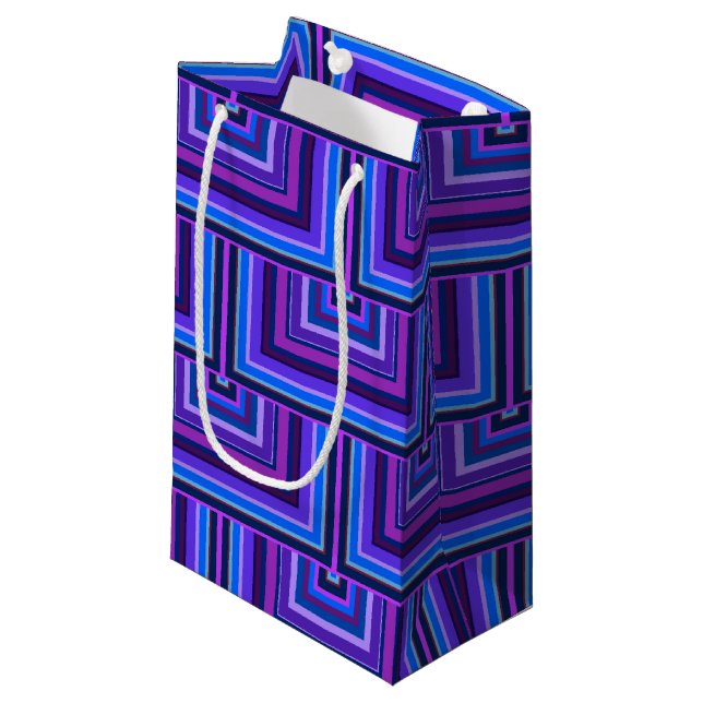 Blue and purple square scales small gift bag (Front Angled)