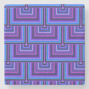 Blue and purple square scales stone coaster