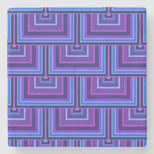 Blue and purple square scales stone coaster (Front)