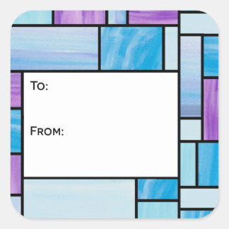 Blue and Purple Stained Glass Gift Tag Stickers