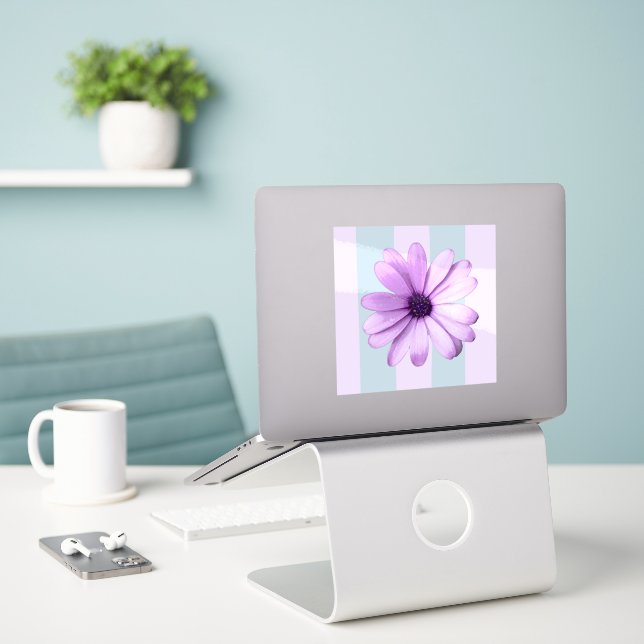 blue and purple striped daisy pattern (Laptop On Desk)