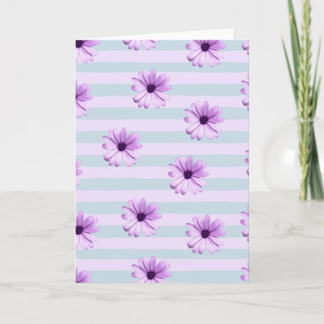 blue and purple striped daisy pattern card (Front)