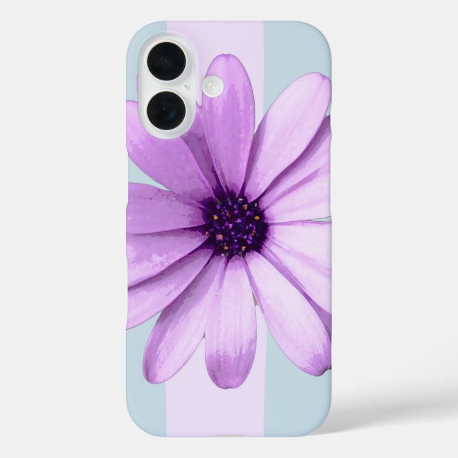 blue and purple striped daisy pattern Case-Mate iPhone case (Back)
