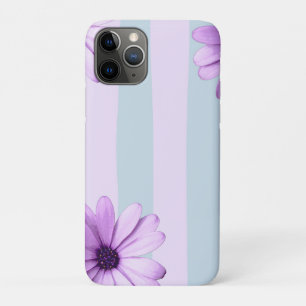 blue and purple striped daisy pattern Case-Mate iPhone case