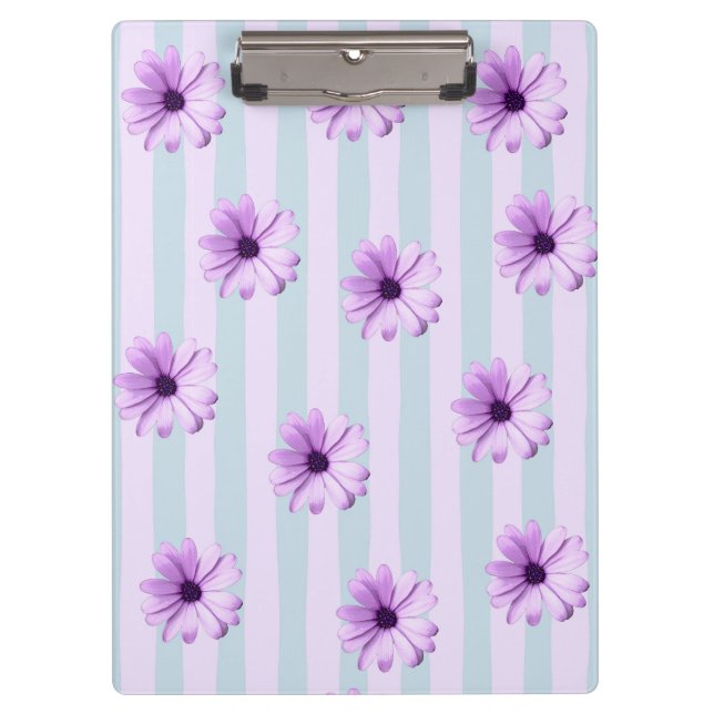blue and purple striped daisy pattern clipboard (Front)