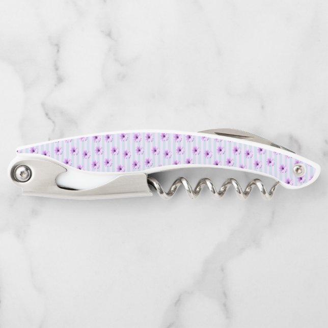 blue and purple striped daisy pattern corkscrew (Front)