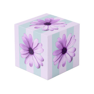 blue and purple striped daisy pattern cube
