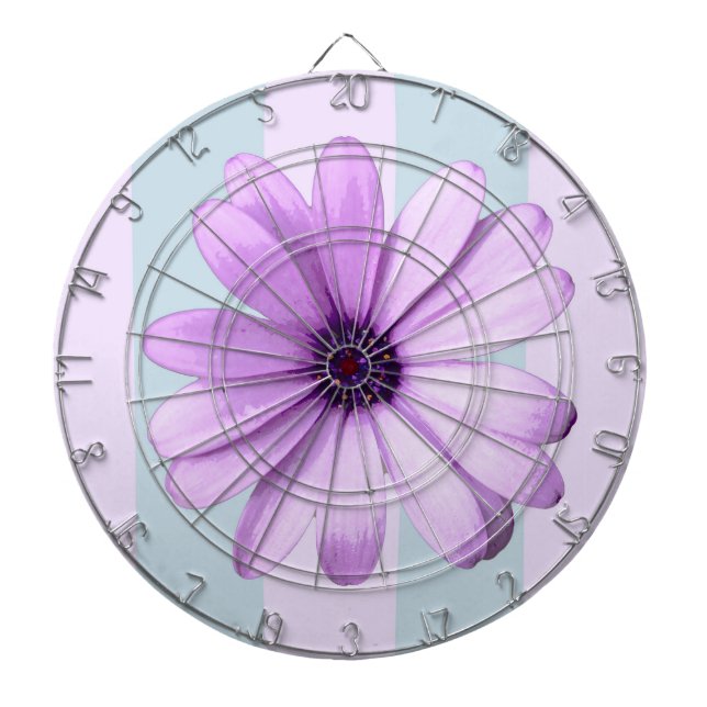 blue and purple striped daisy pattern dartboard (Front)