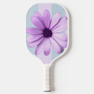 blue and purple striped daisy pattern pickleball paddle