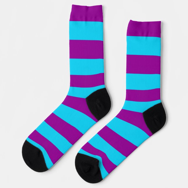Blue and Purple Stripes Design Socks (Left)