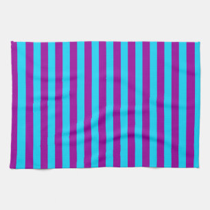 Blue and Purple Stripes Design Tea Towel