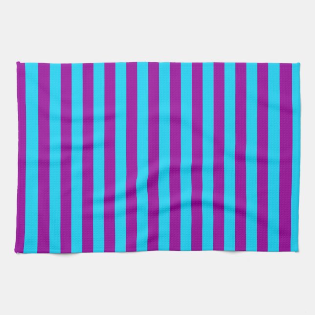 Blue and Purple Stripes Design Tea Towel (Horizontal)