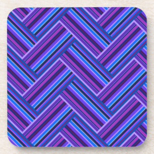 Blue and purple stripes double weave coaster