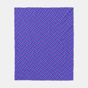 Blue and purple stripes double weave fleece blanket