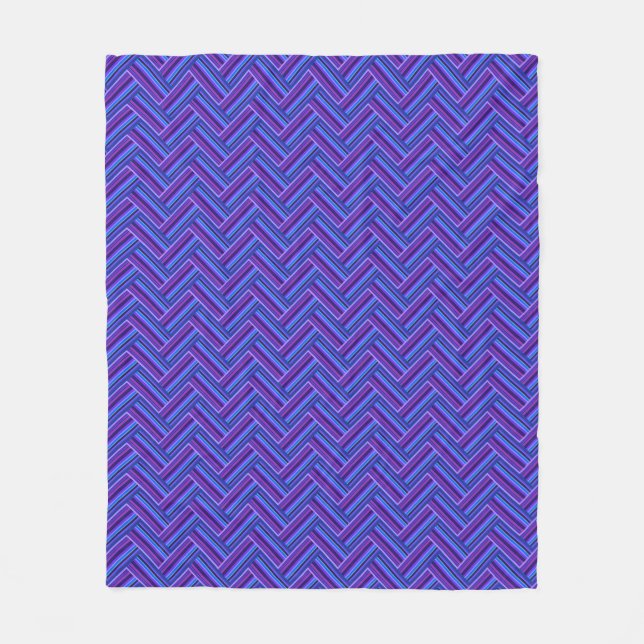 Blue and purple stripes double weave fleece blanket (Front)