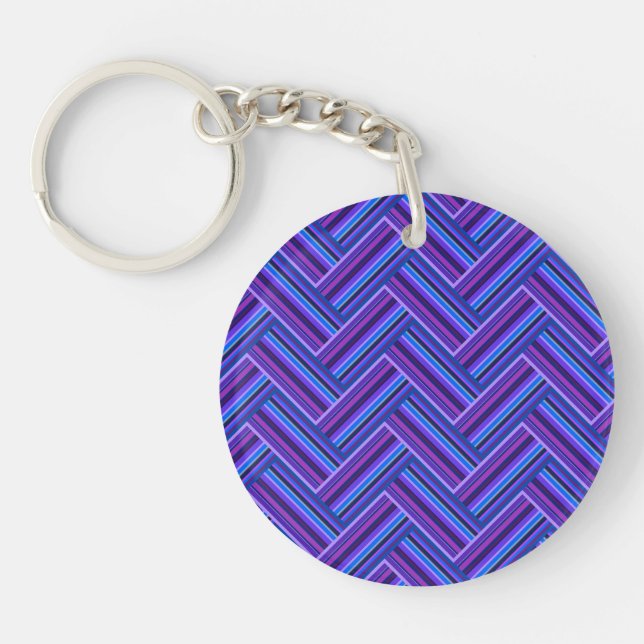 Blue and purple stripes double weave key ring (Front)