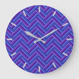 Blue and purple stripes double weave large clock