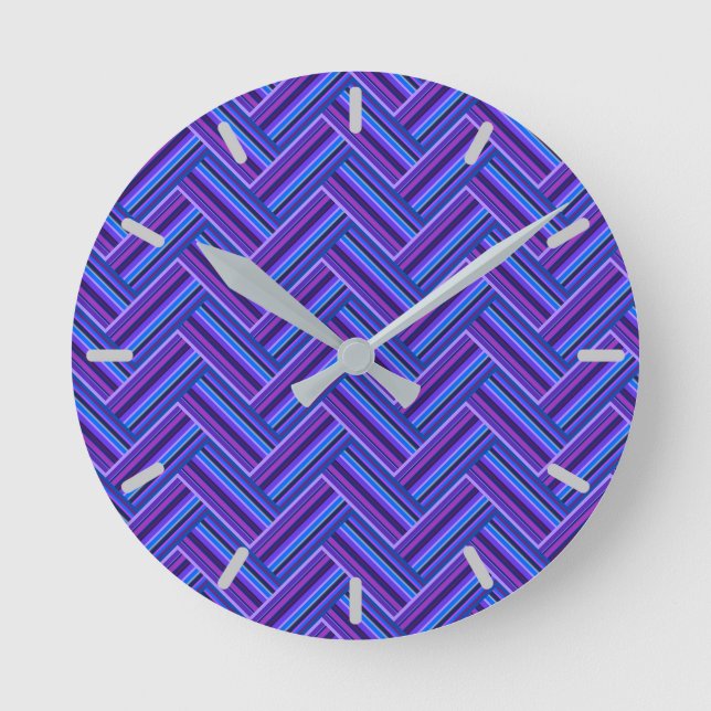 Blue and purple stripes double weave round clock (Front)