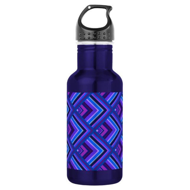 Blue and purple stripes scale pattern 532 ml water bottle (Front)