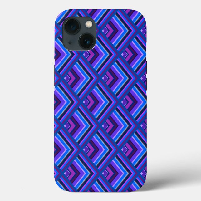 Blue and purple stripes scale pattern Case-Mate iP iPhone Case (Back)