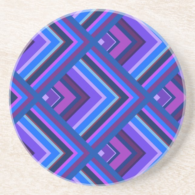 Blue and purple stripes scale pattern coaster (Front)