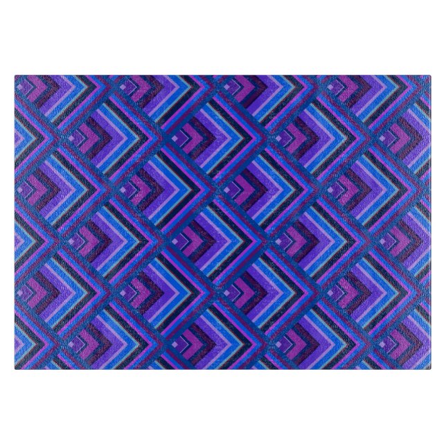 Blue and purple stripes scale pattern cutting board (Front)