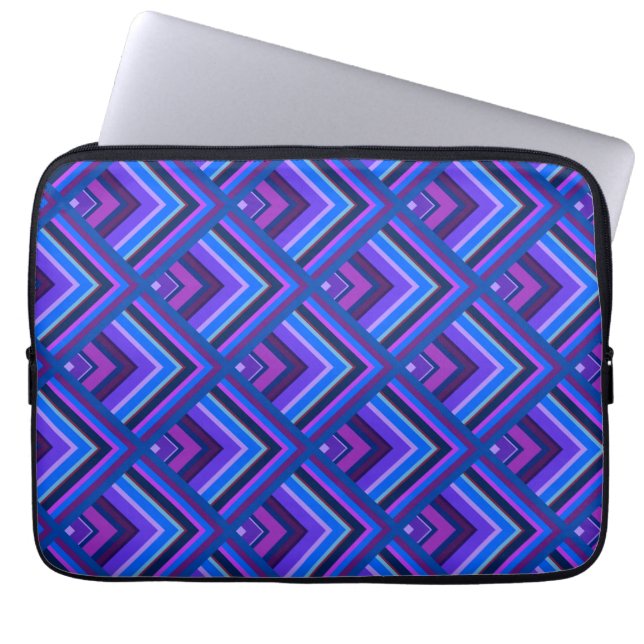 Blue and purple stripes scale pattern laptop sleeve (Front)