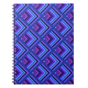 Blue and purple stripes scale pattern spiral notebook