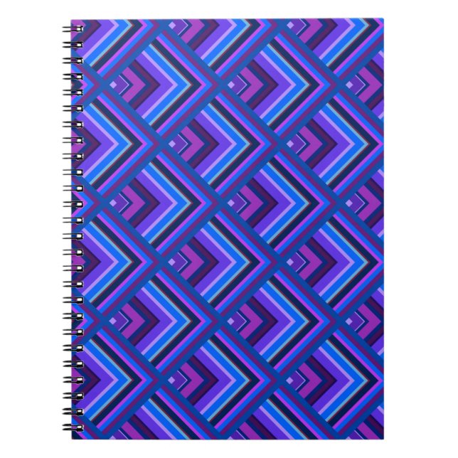 Blue and purple stripes scale pattern spiral notebook (Front)