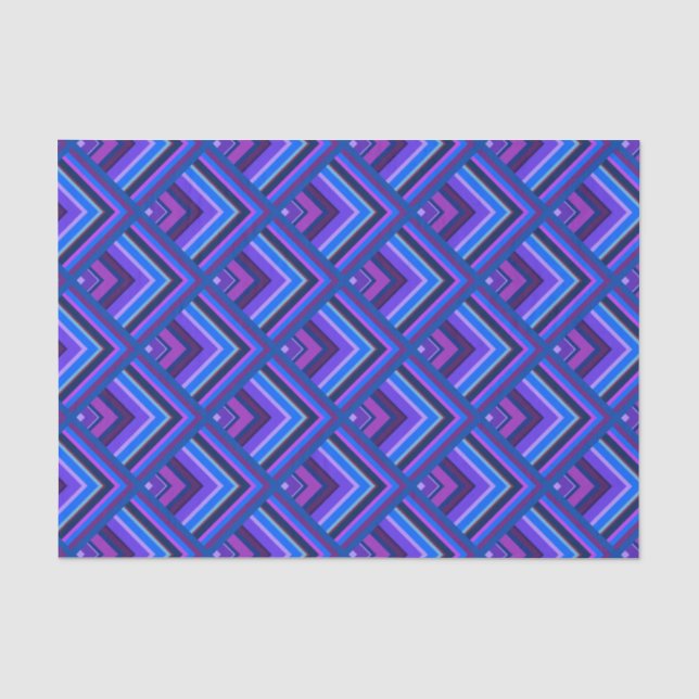 Blue and purple stripes scale pattern tissue paper (Front)