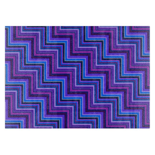Blue and purple stripes stairs cutting board (Front)