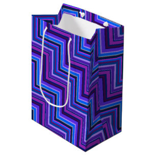 Blue and purple stripes stairs medium gift bag