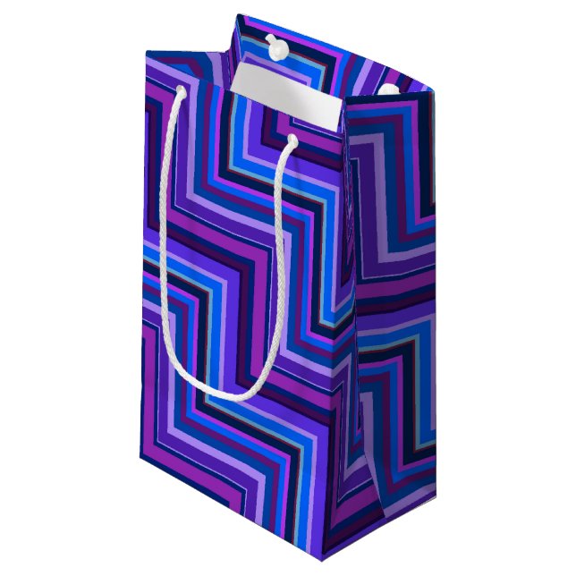 Blue and purple stripes stairs small gift bag (Front Angled)