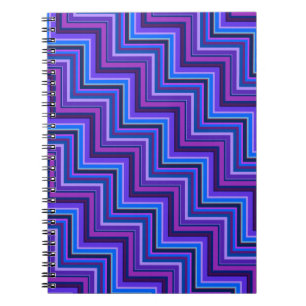 Blue and purple stripes stairs spiral notebook