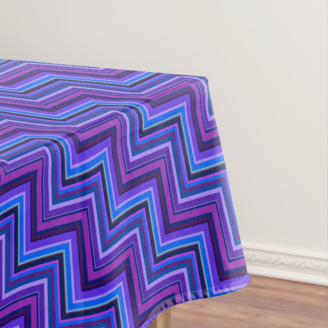Blue and purple stripes stairs tablecloth (In Situ)