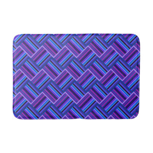 Blue and purple stripes weave bath mat