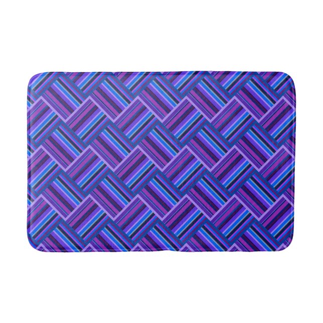 Blue and purple stripes weave bath mat (Front)